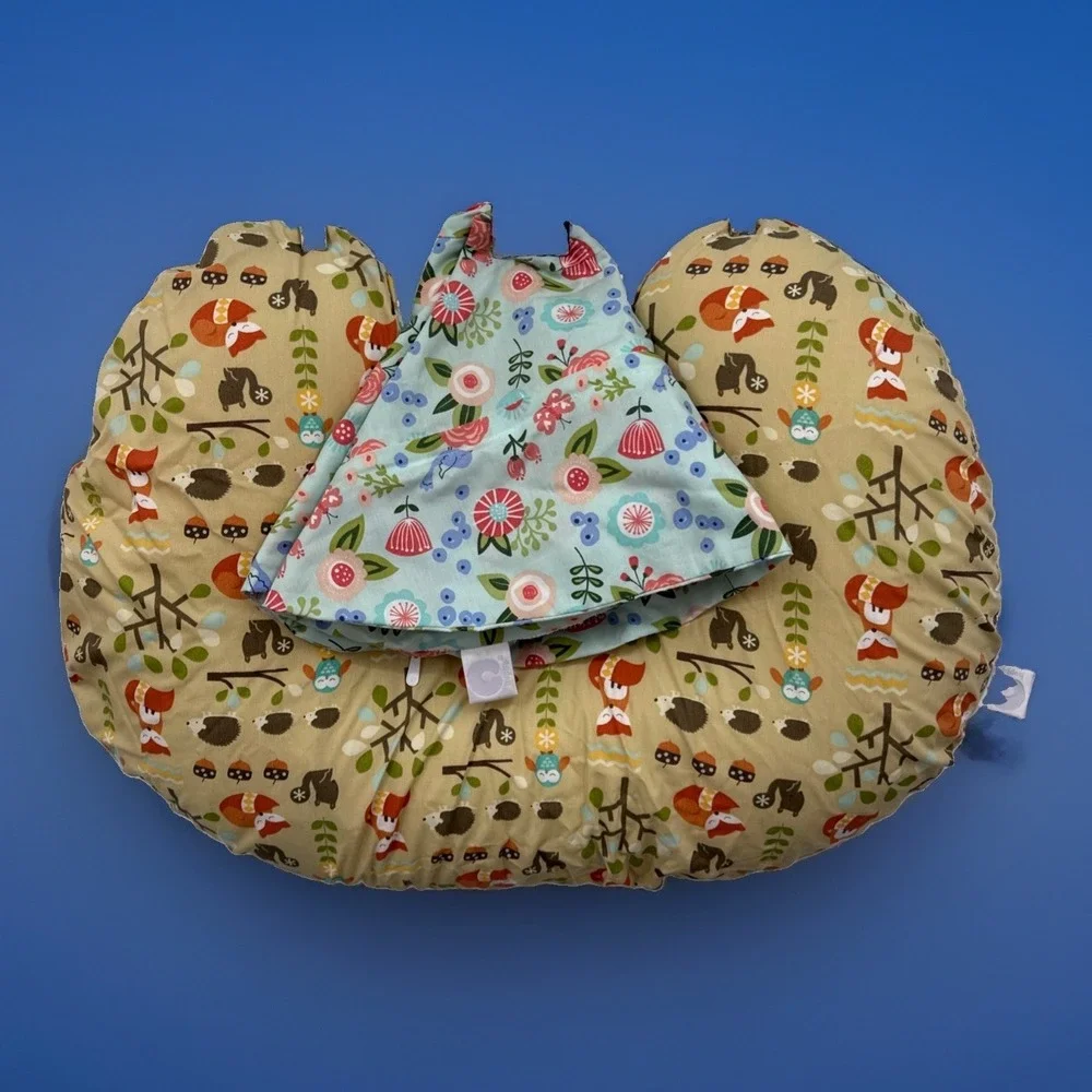 Baby Boppy Nursing pillow Spice Woodland Cover Plus Mint Flower Shower Cover